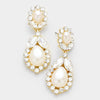 Rhinestone Embellished Cream Pearl Bridal Earrings on Gold | Wedding Earrings
