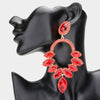 Large Red Marquise Stone Statement Earrings | Pageant Earrings |  601426