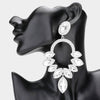 Large Clear Marquise Stone Statement Earrings  | Pageant Earrings