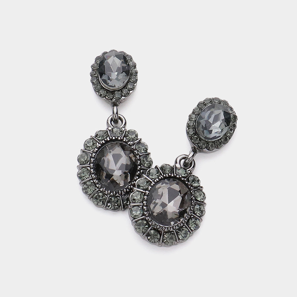 Little Girls Black Diamond Crystal Round Drop Earrings
