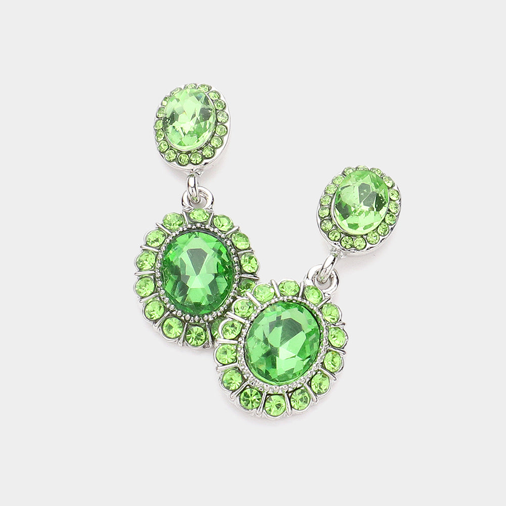 Little Girls Peridot Crystal Round Drop Earrings