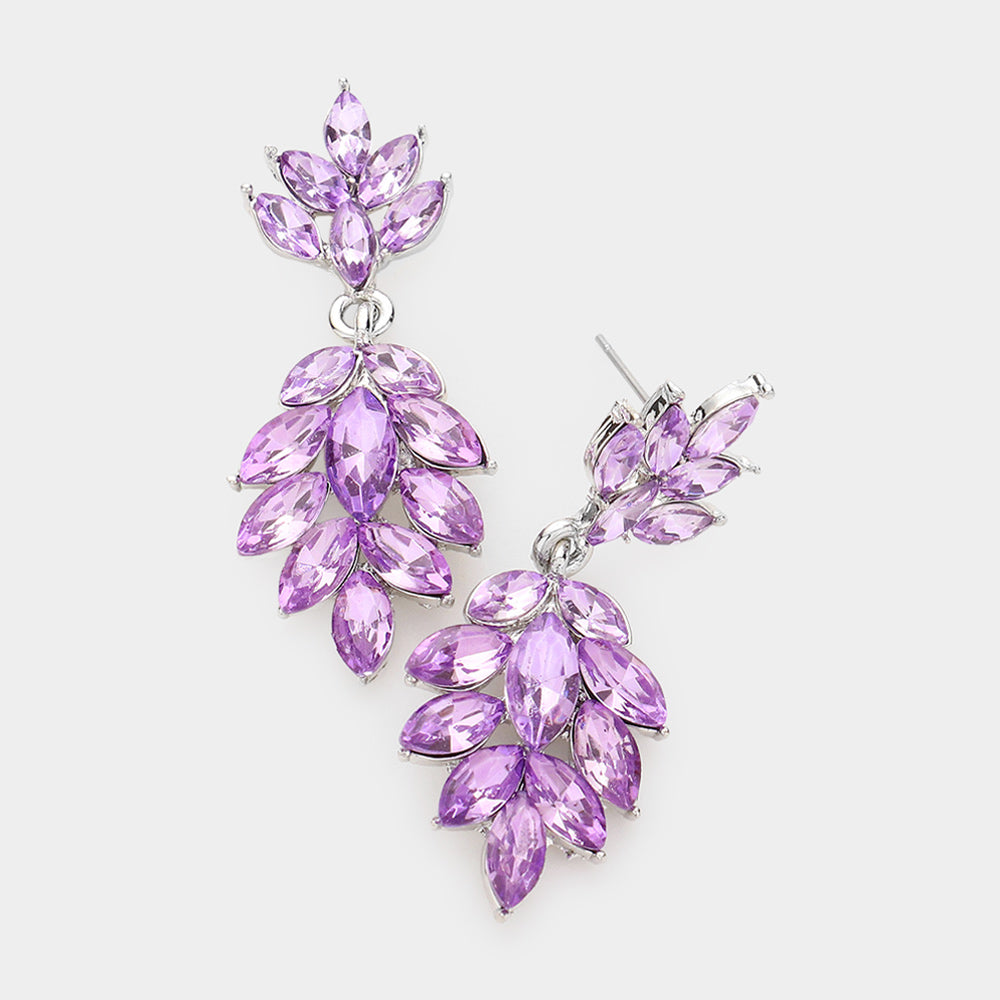 Violet Crystal Marquise Stone Drop Dangle Earrings | Prom Earrings
