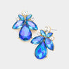Small Blue AB Crystal Marquise Floral Pageant Earrings | Interview Earrings
