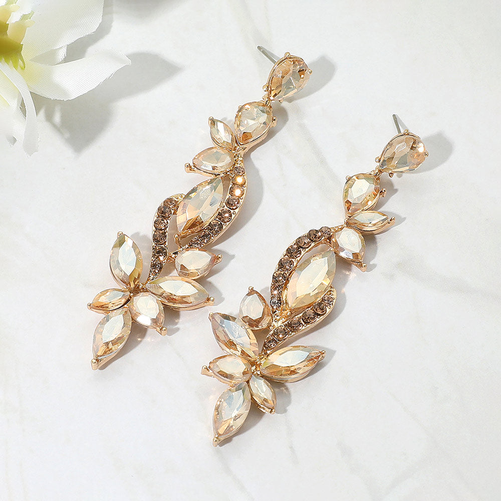 Long Light Topaz Multi Stone Pageant Earrings  | Long Light Topaz Earrings