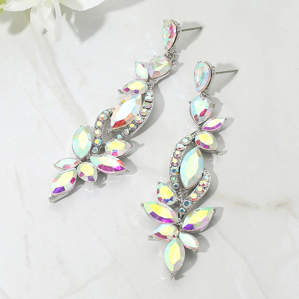 Long AB Multi Stone Pageant Earrings   | Long AB Earrings