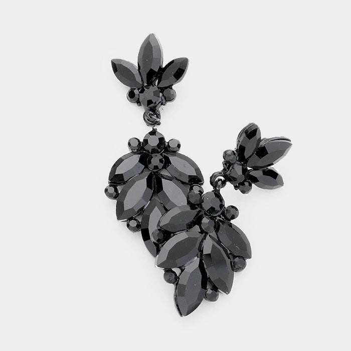Jet Black CZ Teardrop Pageant Earrings | Prom Earrings