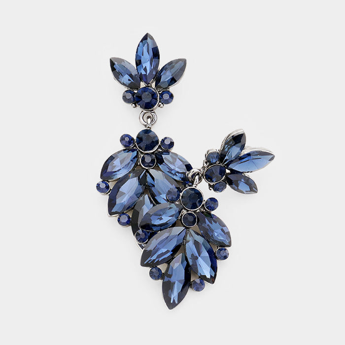 Navy CZ Teardrop Pageant Earrings | Prom Earrings