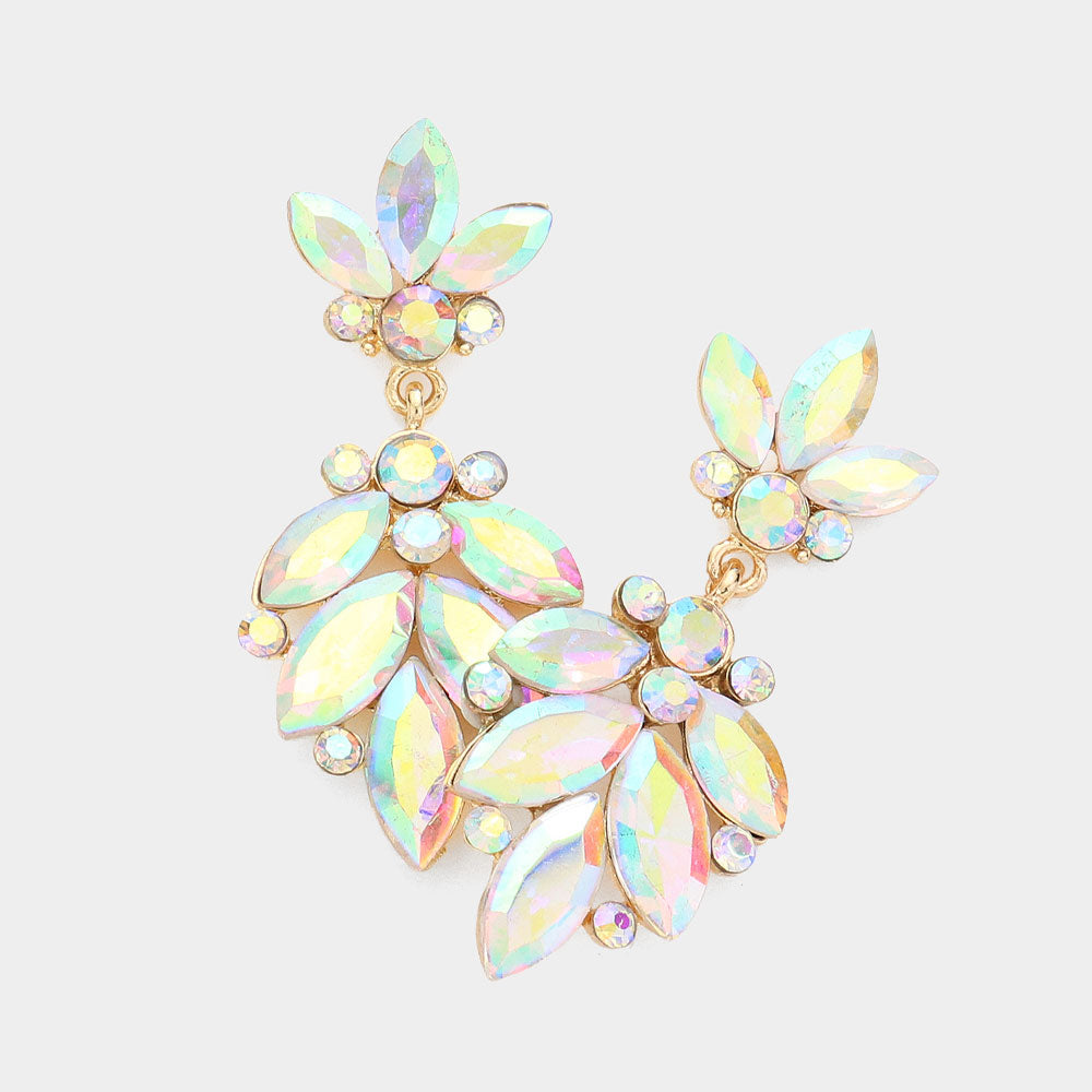 AB CZ Teardrop Pageant Earrings | Prom Earrings on Gold