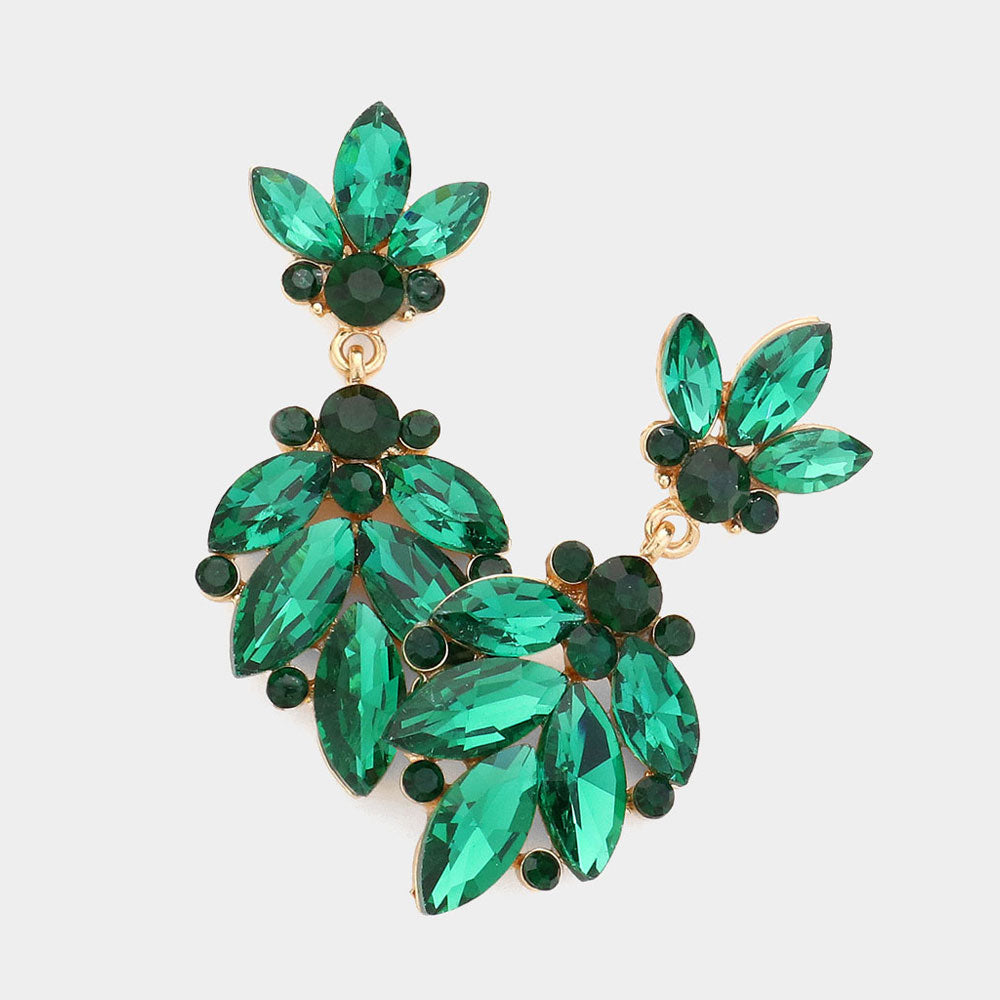 Emerald CZ Teardrop Pageant Earrings | Prom Earrings 