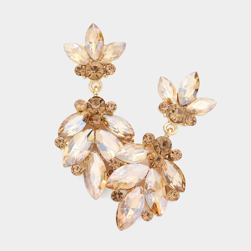 Light Topaz CZ Teardrop Pageant Earrings | Prom Earrings