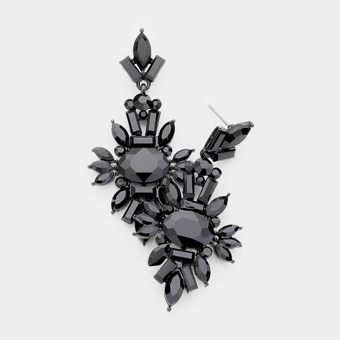 Jet Black Crystal Drop Earrings