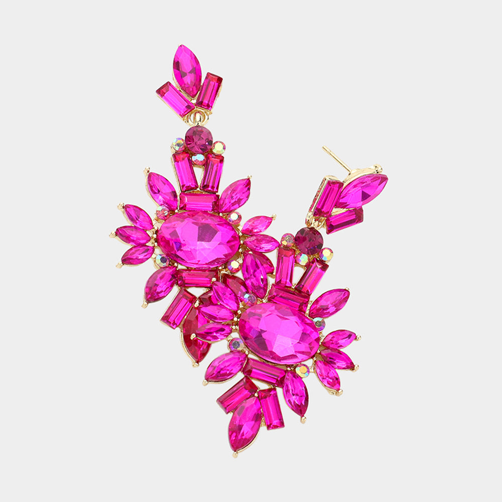 Fuchsia Crystal Drop Earrings