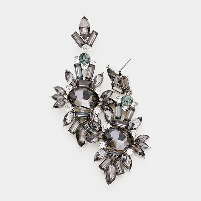 18ct White Gold Diamond Cluster Set Drop Earrings | Cerrone