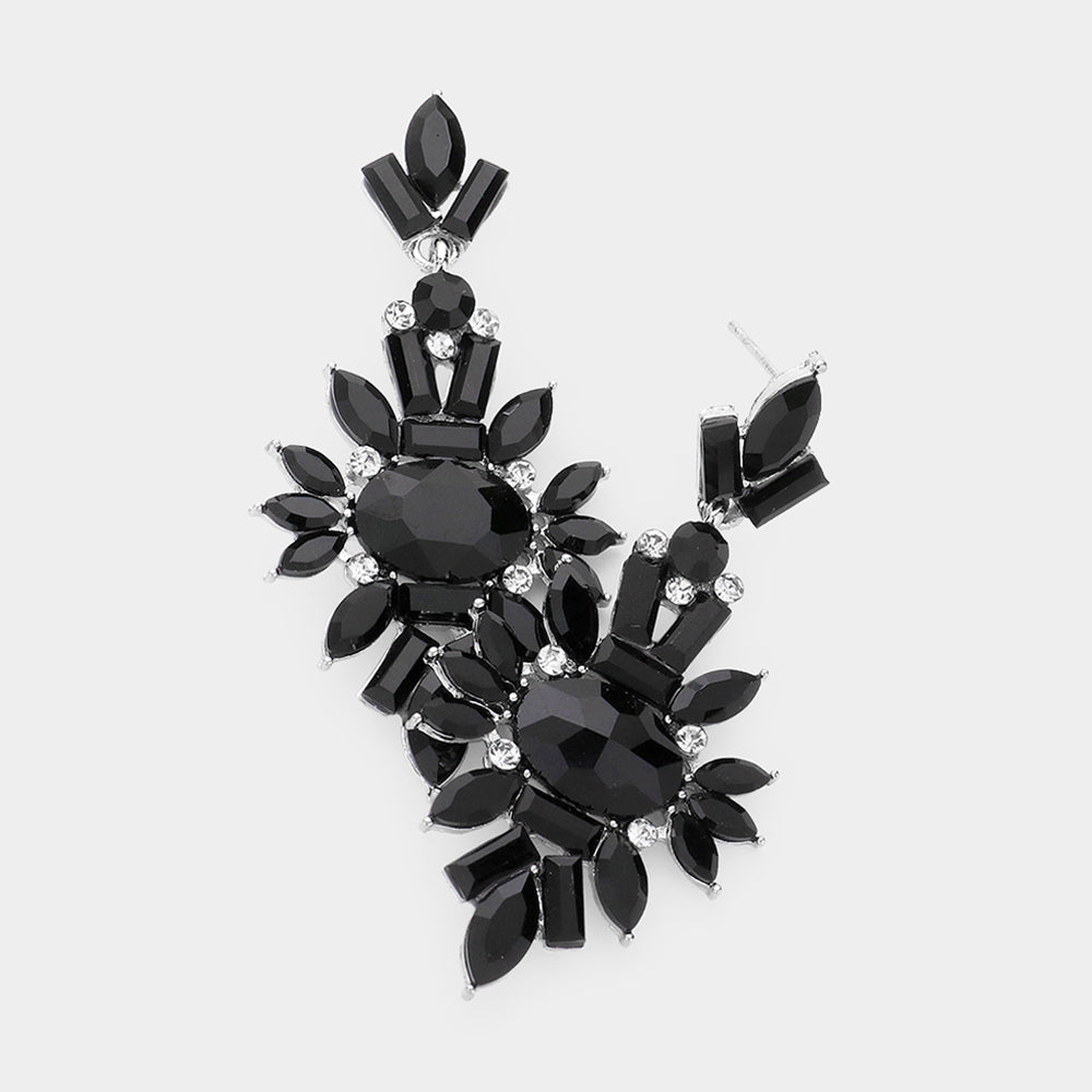 Jet Black Crystal Drop Earrings