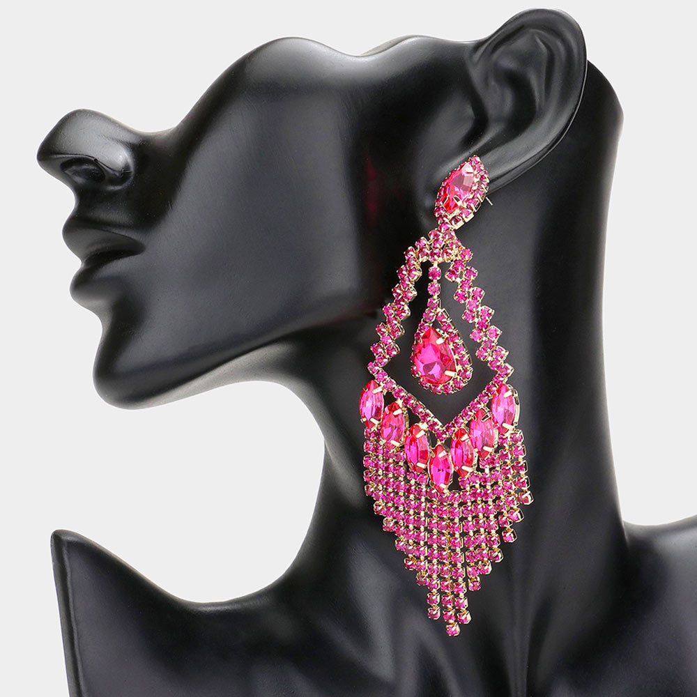 Lightweight Emerald Crystal Chandelier Pageant Earrings | Prom Earrings