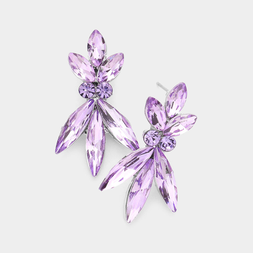 Violet Crystal Marquise Stone Interview Earrings  | Young Girls Pageant Earrings