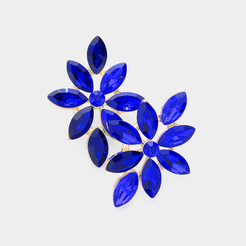Sapphire Floral Marquise Stone Pageant Earrings  | Prom Earrings 