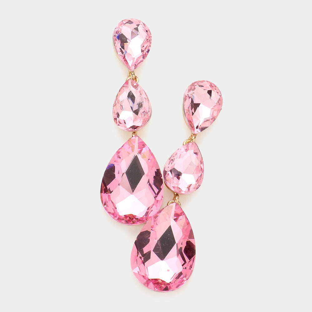 Light Pink Triple Teardrop Earrings 