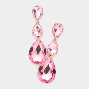 Light Pink Triple Teardrop Earrings