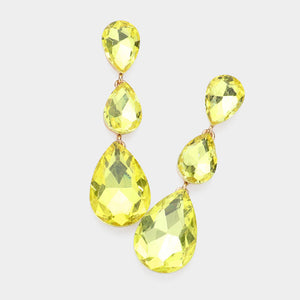 Yellow Triple Teardrop Earrings