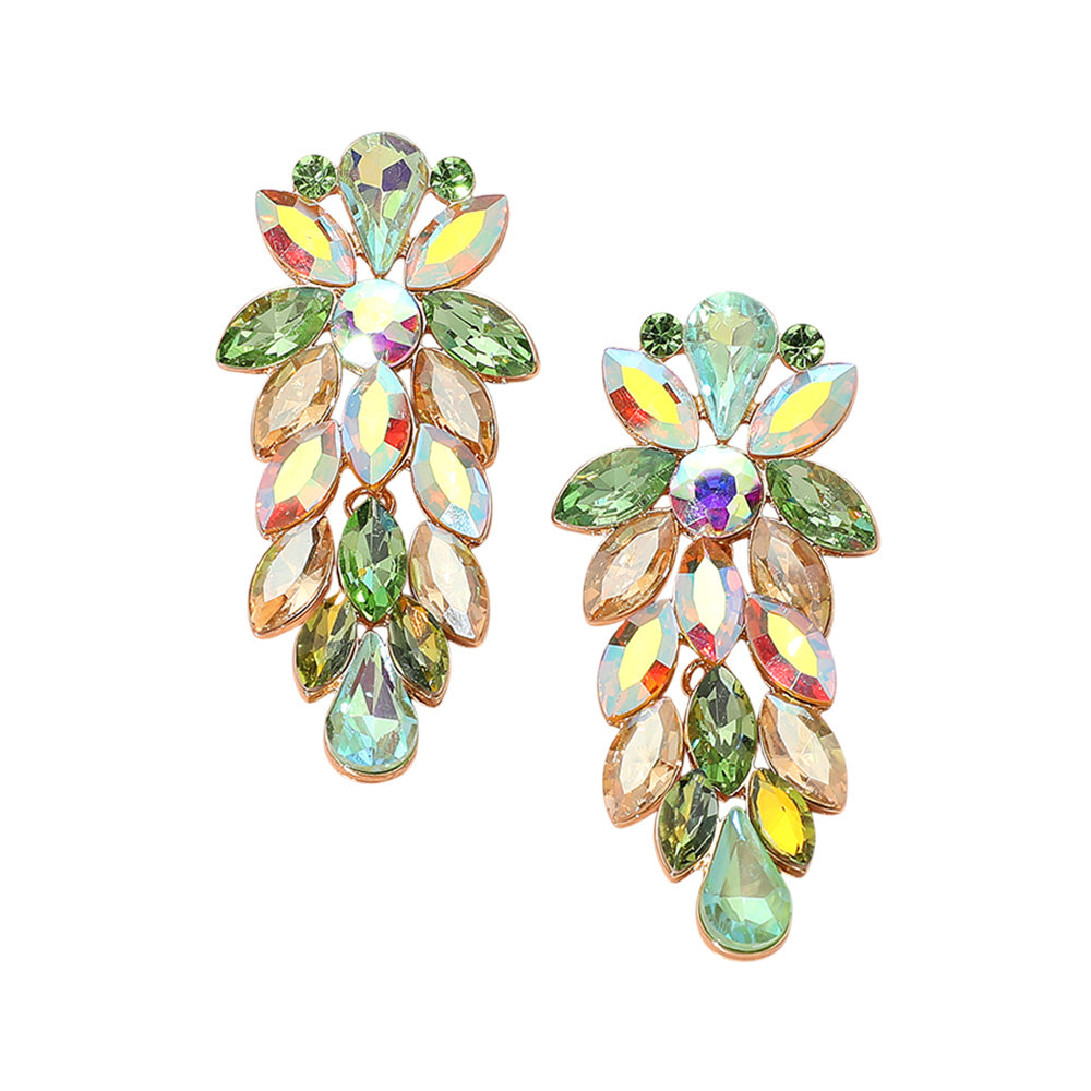 Multi Colored Multi Stone Cluster Pageant Earrings | Headshot Earrings