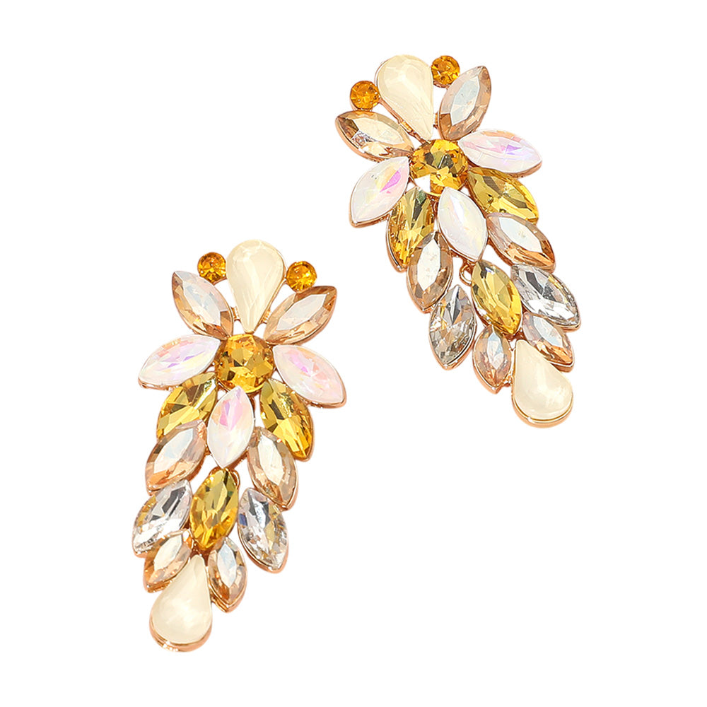 Multi Colored Multi Stone Cluster Pageant Earrings | Headshot Earrings