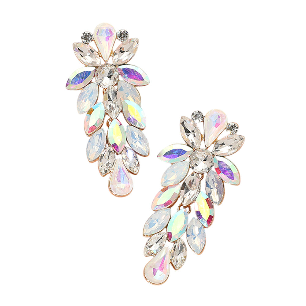 Multi Colored Multi Stone Cluster Pageant Earrings | Headshot Earrings