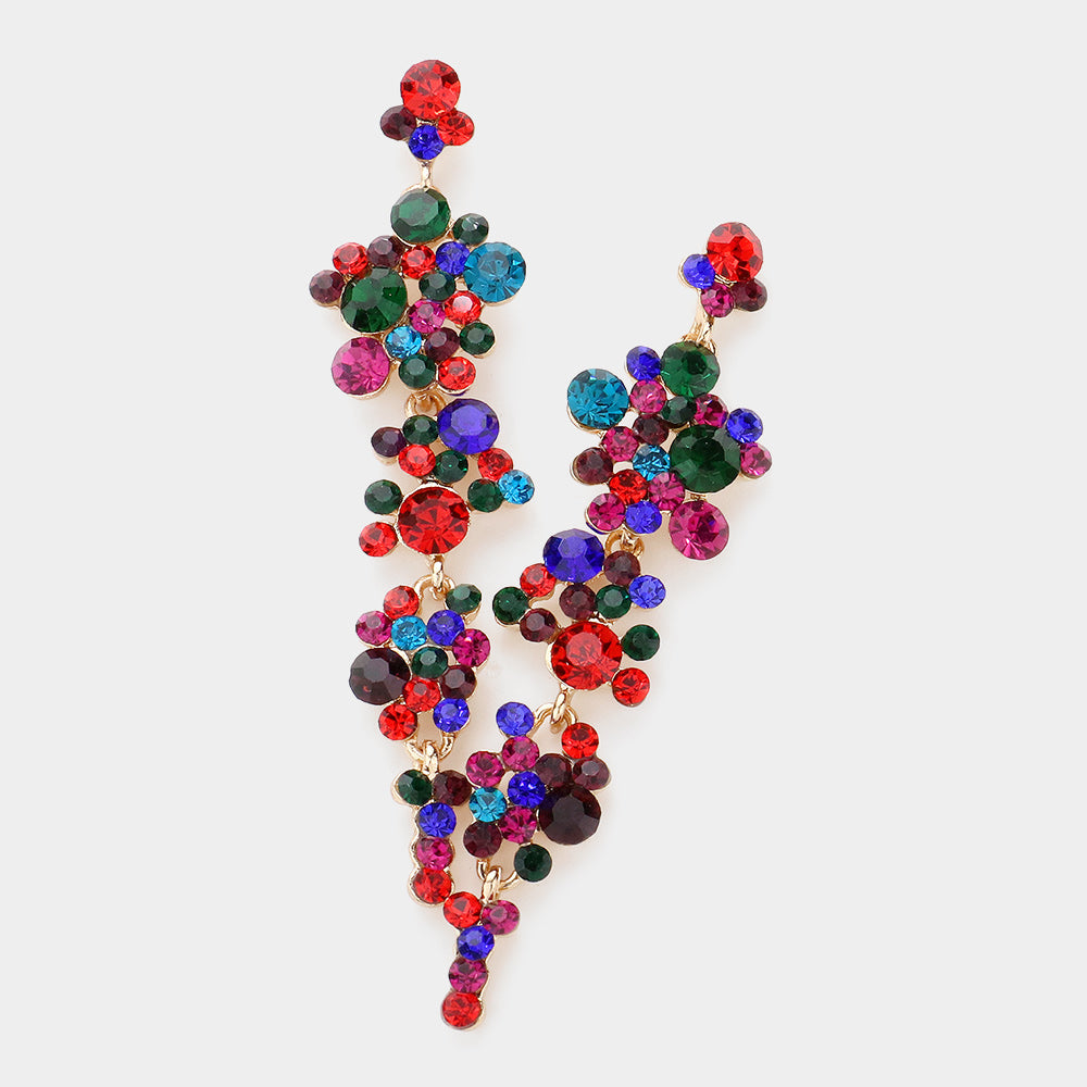 Multi-Color Crystal Long Dangle Earrings  | 610545