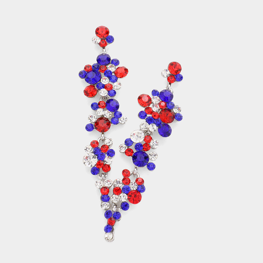 Multi-Color Crystal Long Dangle Earrings