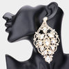 Over Sized Clear Crystal and Rhinestone Statement Earrings on Gold