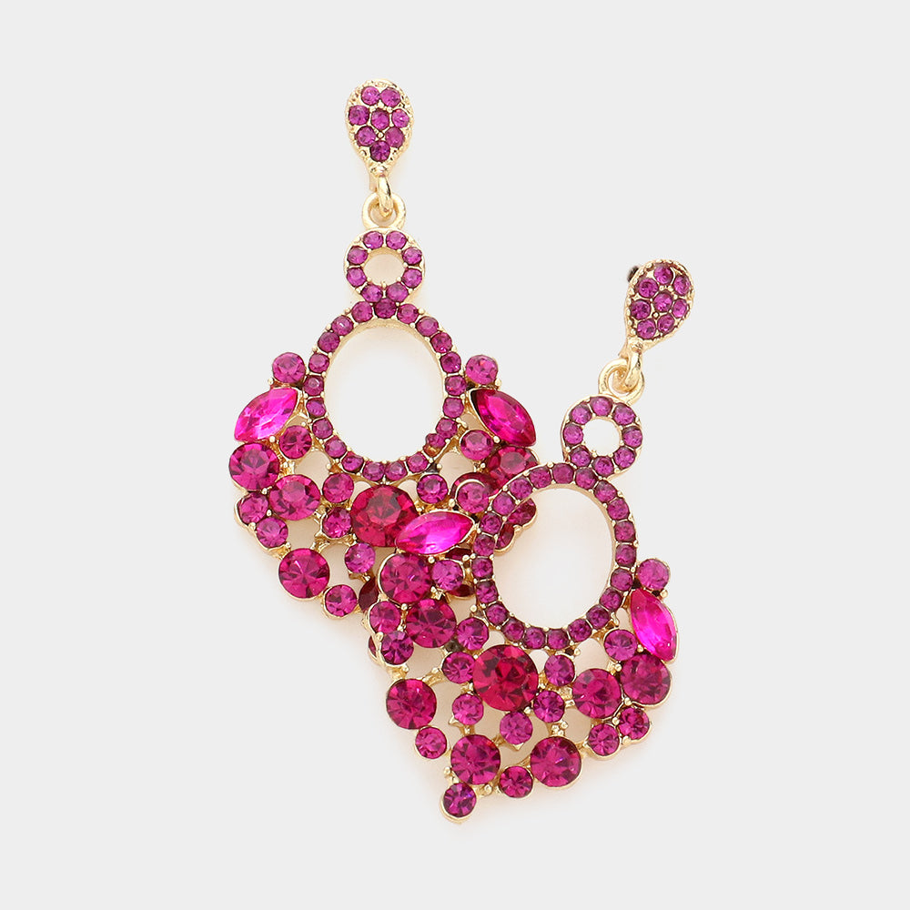 Little Girls Fuchsia Chandelier Pageant Earrings