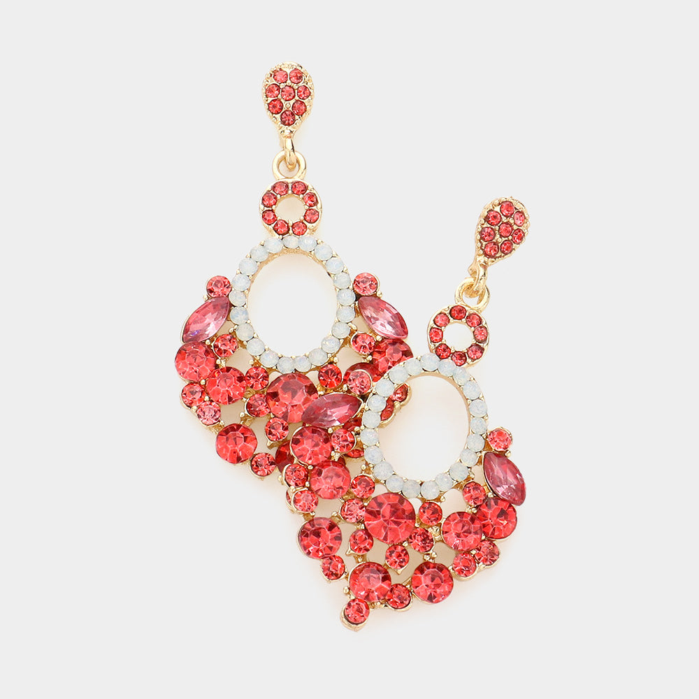 Little Girls Coral Crystal Chandelier Earrings