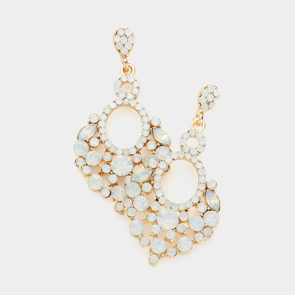 Little Girls White Opal Crystal Chandelier Earrings