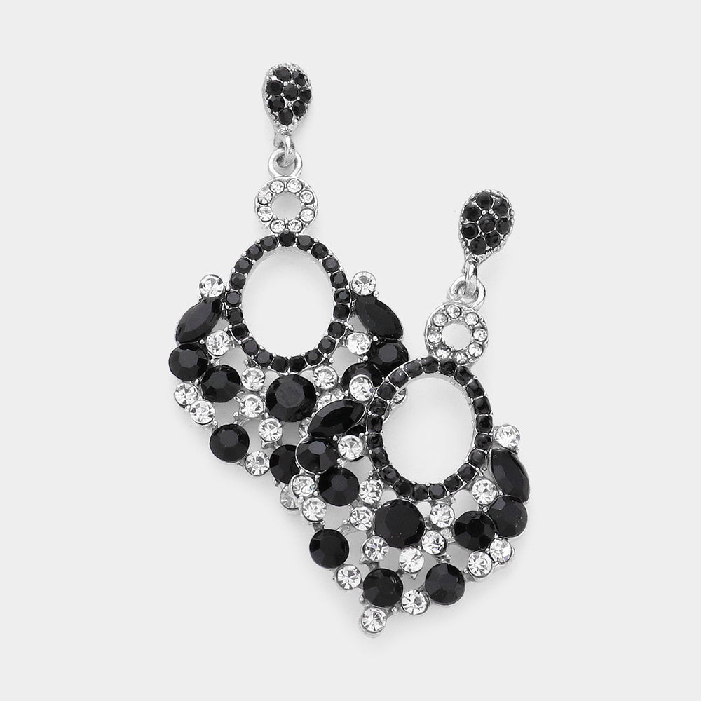 Little Girls Black/Clear Crystal Chandelier Earrings