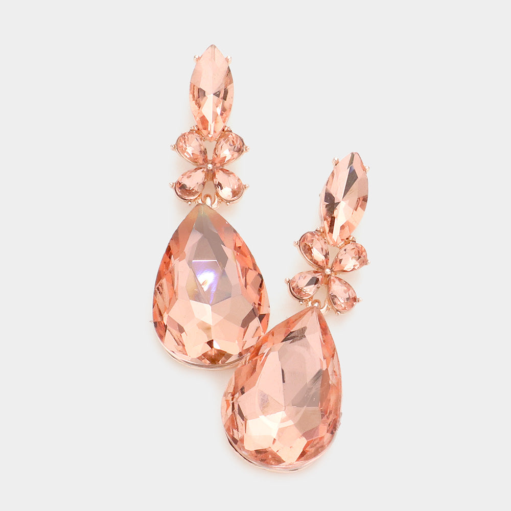 Peach Teardrop Dangle Earrings | Pageant Drop Earrings