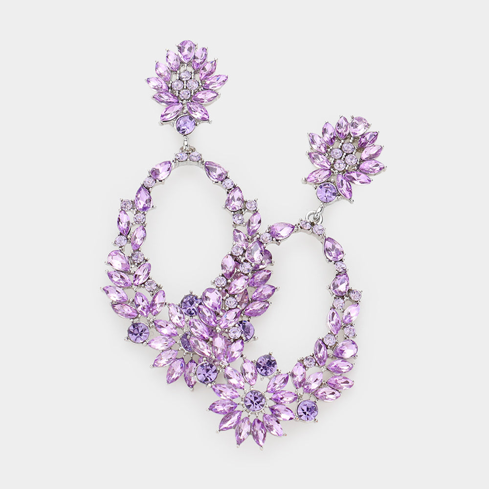 Violet Marquise Stone Open Hole Dangle Pageant Earrings  | Statement Earrings