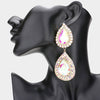 AB Crystal Double Teardrop Link Pageant Earrings on Gold | Prom Earrings