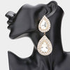 Clear Crystal Double Teardrop Link Pageant Earrings on Gold | Prom Earrings