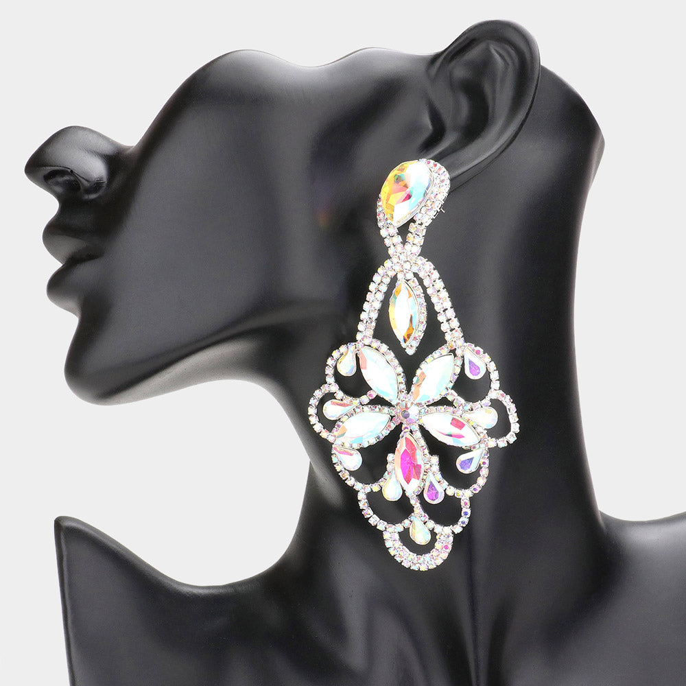 Lightweight AB Crystal Marquise Teardrop Pageant Earrings  | Prom Earrings