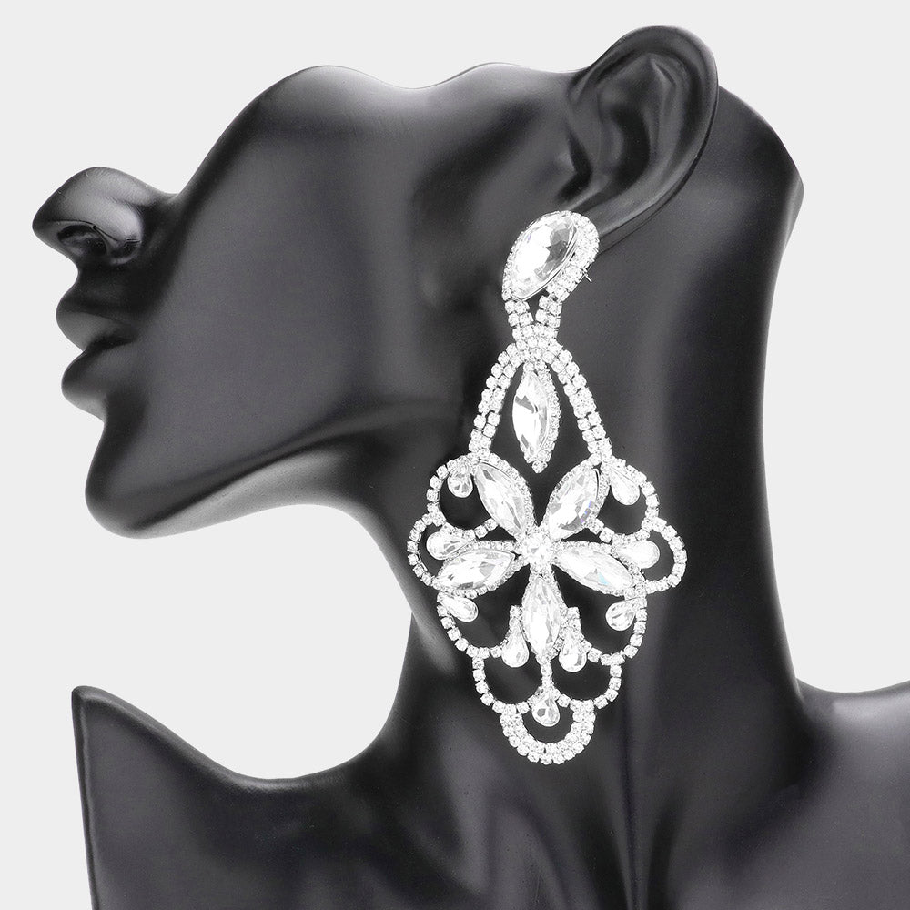 Lightweight Clear Crystal Marquise Teardrop Pageant Earrings  | Prom Earrings