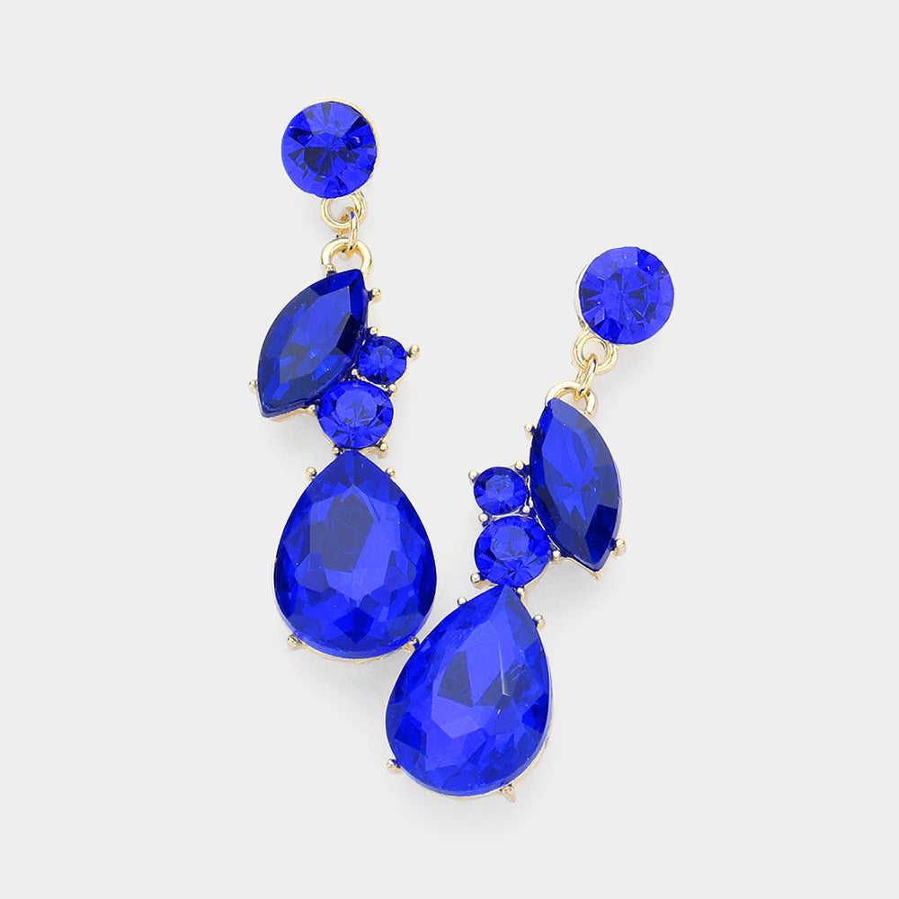 Sapphire Teardrop and Marquise Dangle Earrings | Pageant Jewelry