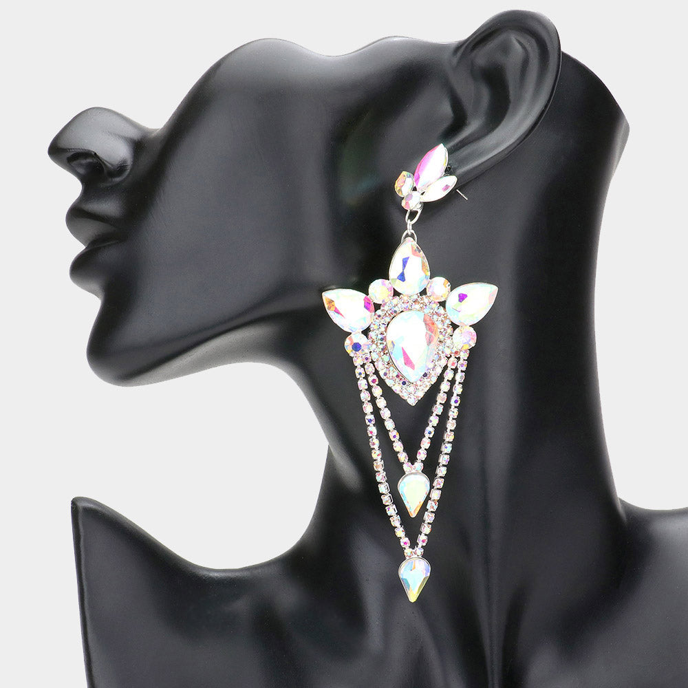 Elegant AB Marquise Teardrop Chandelier Earrings  | Statement Earrings