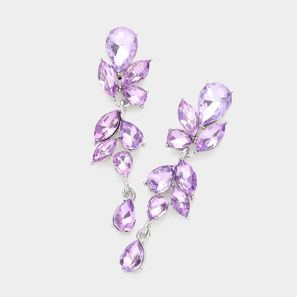 Violet Teardrop and Marquise Cluster Dangle Earrings  | Pageant Jewelry | Prom Jewelry