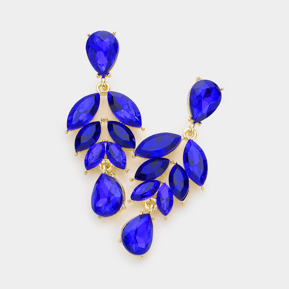 Sapphire Marquise Stone Cluster Drop Pageant Earrings | Interview Earrings