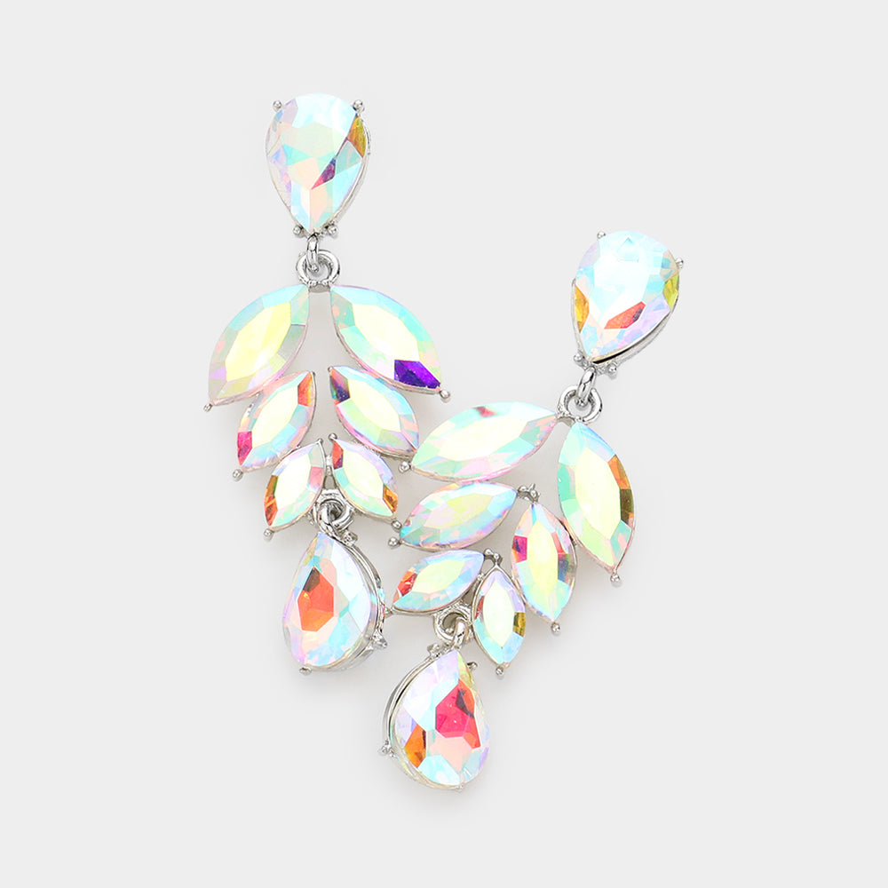 AB Marquise Stone Cluster Drop Pageant Earrings | Interview Earrings