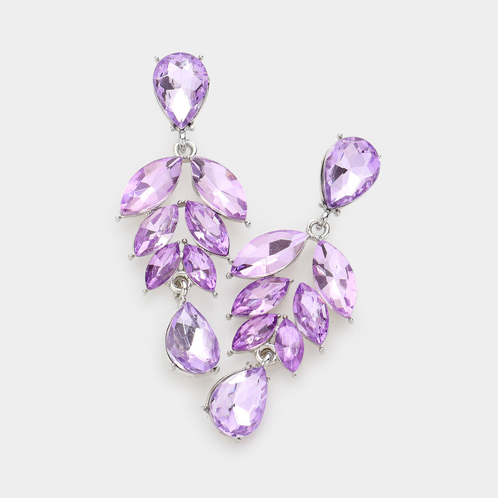 Violet Marquise Stone Cluster Drop Pageant Earrings | Interview Earrings
