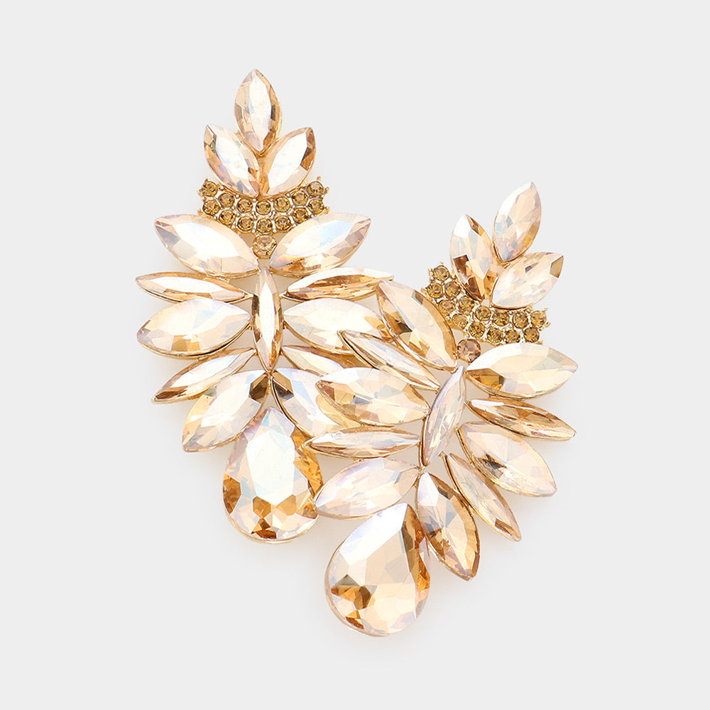 Light Topaz Marquise Stone Cluster Chandelier Earrings | Pageant Earrings