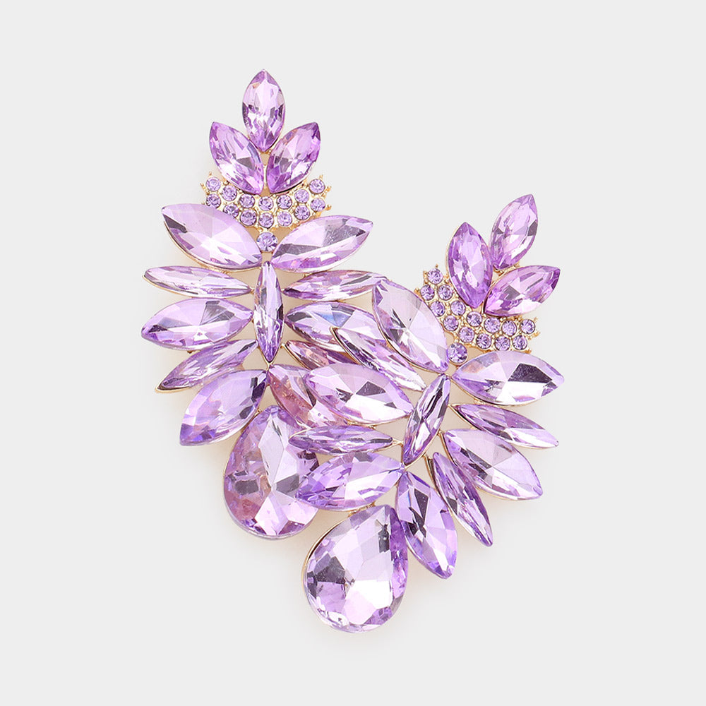 Violet Marquise Stone Cluster Chandelier Earrings  | Pageant Earrings
