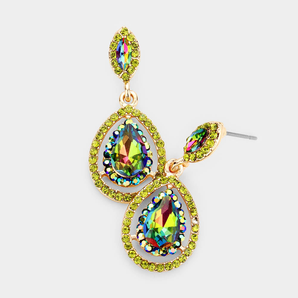 Little Girls Multi-Color Crystal Pageant Earrings