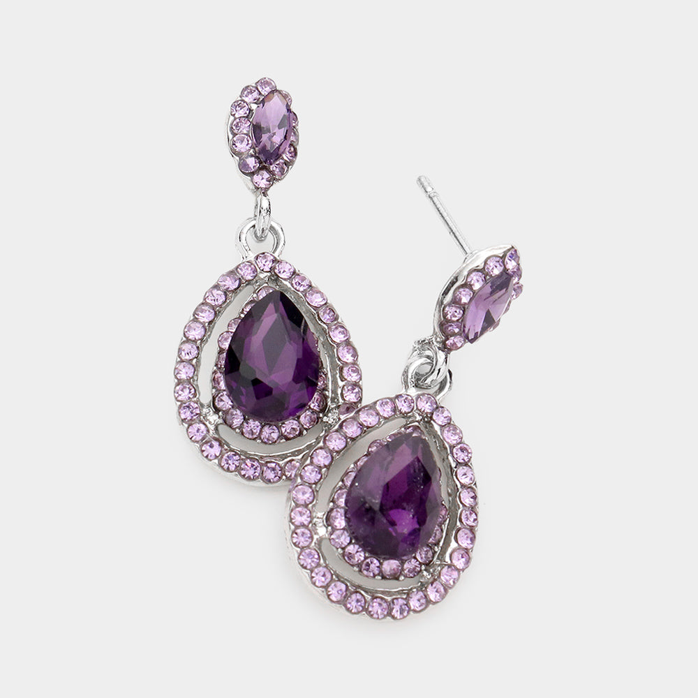 Little Girls Violet Crystal Pageant Earrings